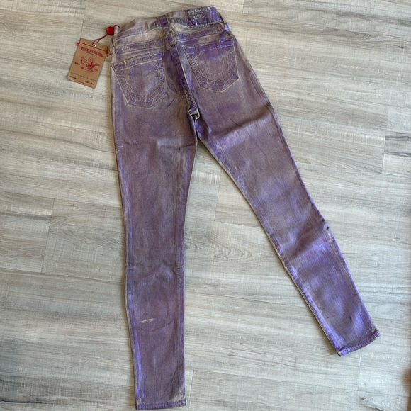True religion women skinny jeans pants Metallic Spray authentic size 23 NWT SALE - Picture 6 of 8